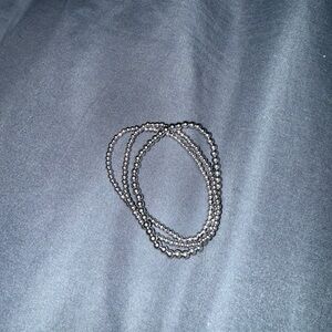 Elegant Silver Beaded Bracelet Set